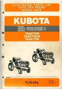 Kubota Tractor B1550D B1550Hst-D B1750D & B1750Hst-D Parts Manual