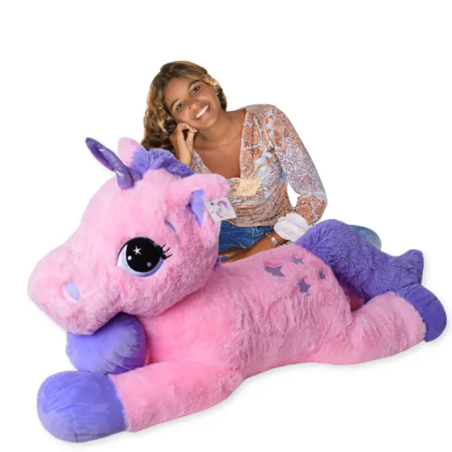 XXL Riesen Einhorn Kuscheltier Plüsch Plüscheinhorn Rosa Lila Unicorn 110 cm