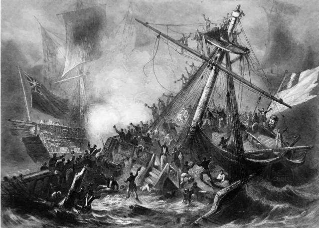 FRENCH REVOLUTION - SHIPWRECK OF THE AVENGER - 19th century engraving