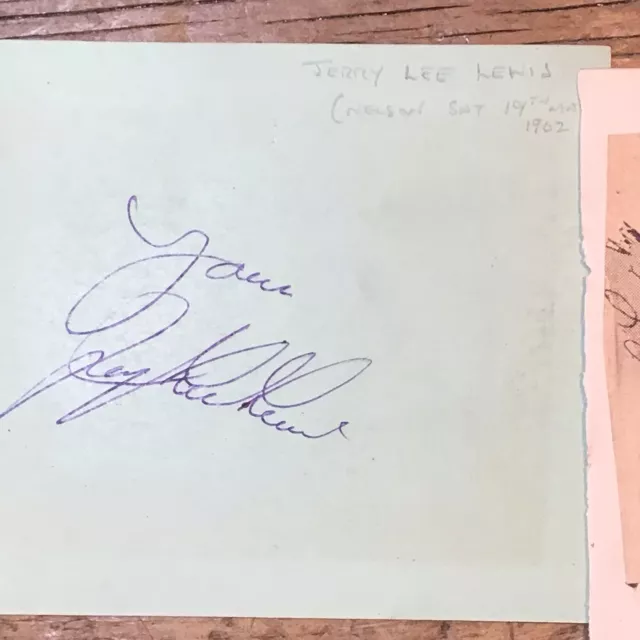 Jerry Lee Lewis Signature, Signed Cutting And Ticket Etc