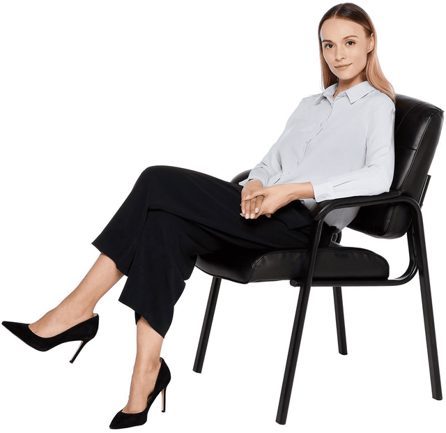 AMAZONBASICS CLASSIC LEATHER Office Desk Guest Chair with Metal Frame