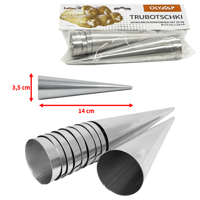 Schillerlocken SET Backformen Cremmrollen Schaumrollen Trubotschki Röhrchen 10St