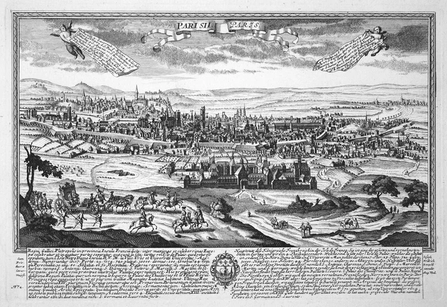 Paris France Notre-Dame Ansicht Panorama Kupferstich engraving Leopold Werner