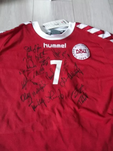 Denmark National Retro Football Shirt Signed 2002/03 Hummel