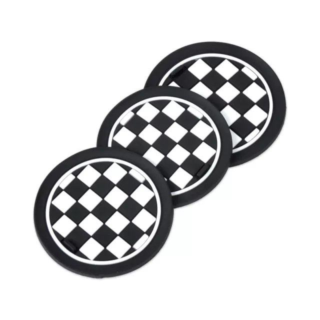 3pcs gobelet tapis pour Mini R55 R56 R57 R58 R59 Cup Holder Mat Pad Check Chess 2