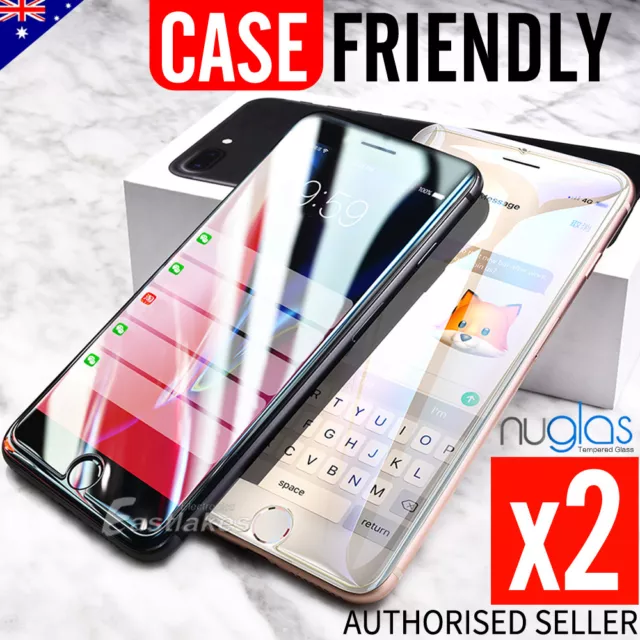 2x for Apple iPhone 7 / 7 Plus GENUINE NUGLAS 9H Tempered Glass Screen Protector