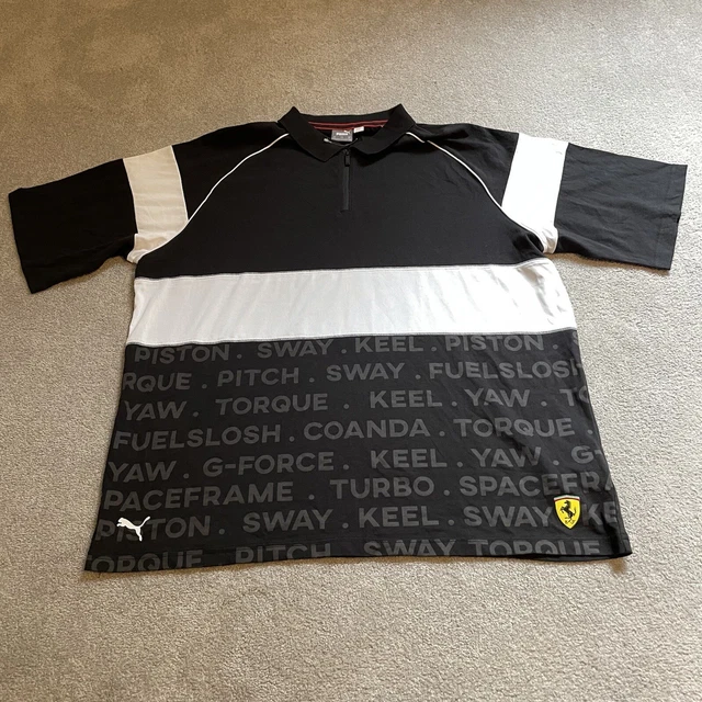 PUMA Scuderia Ferrari Polo Shirt Mens 2XL XXL Black Formula 1 Racing SF 1/4 Zip