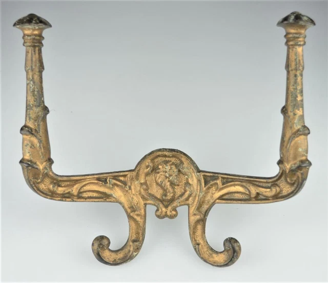 Set Of Antique Victorian Cast Iron Coat Hat Double Hooks (3) -Salvaged Reclaimed
