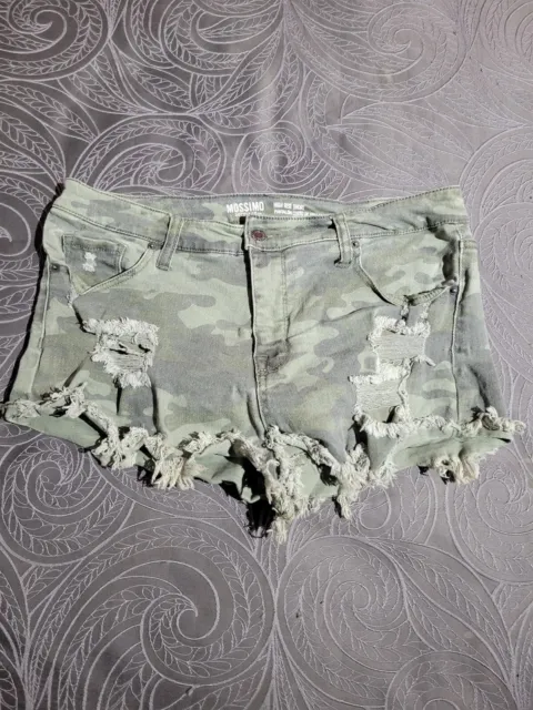 Mossimo Supply Co Camo Short Women's Shorts Size 12 Green Camouflage High Rise