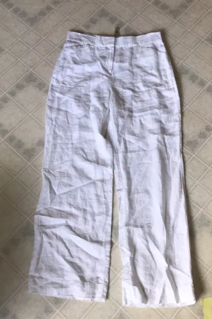 Chico's 100% Linen Pants Wide Leg Button Front Elastic Waist Back Sz medium 1.5