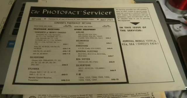 Admiral Am Radio Receiver - 3 Models (Photofact Servicer 646)