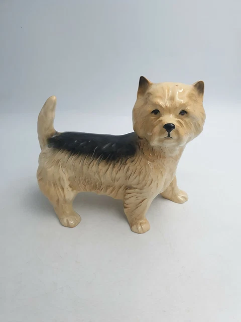 Vintage Ceramic West Highland Terrier Westie Dog Figurine Black Top Textured Det