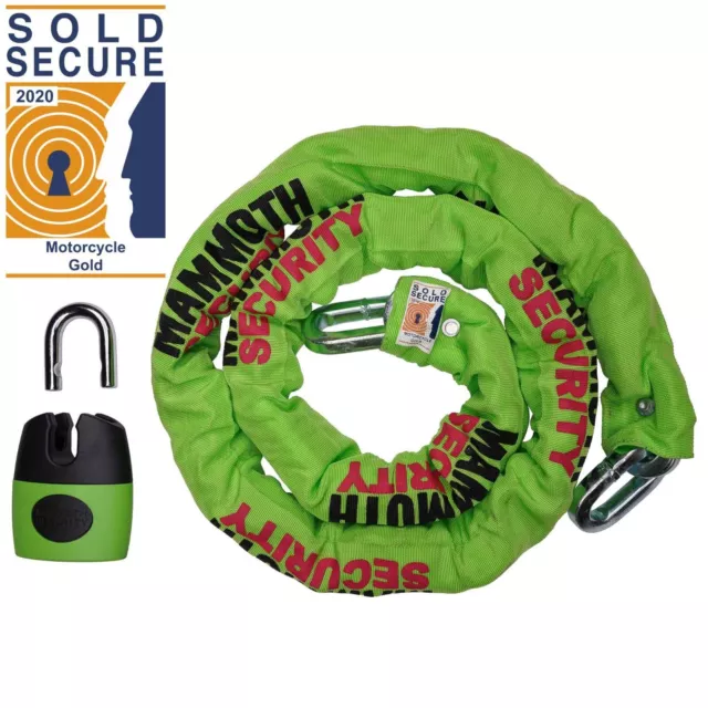 Sold Secure Gold Mammoth Security Lock And Chain 1.8 Meter Ultra Heavy Duty