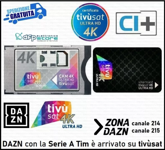 Modulo Cam CI Tivusat  4K con Scheda Smart Card Tv Sat Tessera Tvsat Ultra HD