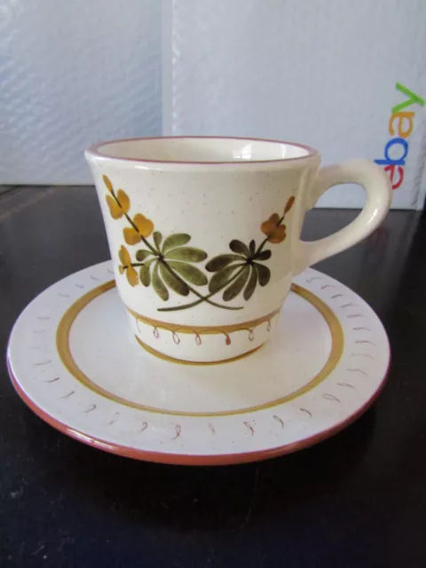 Vintage MCM Retired Stangl Golden Blossom Flat Cup & Saucer Set- Coffee / Teacup