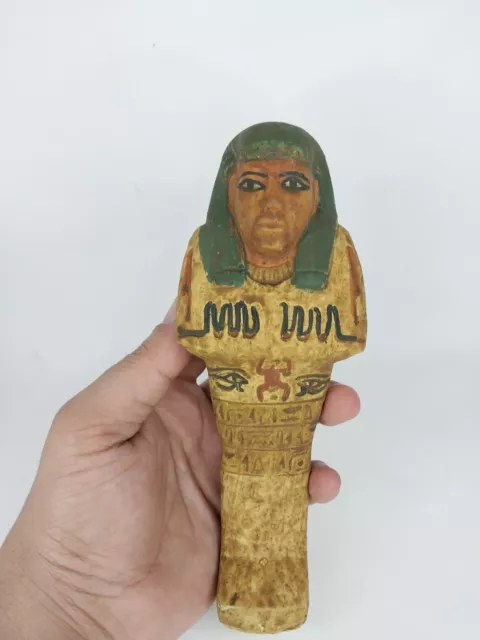 EGYPTIAN USHABTI ANCIENT ANTIQUE Statue for Queen with Eye of Horus & Scarab