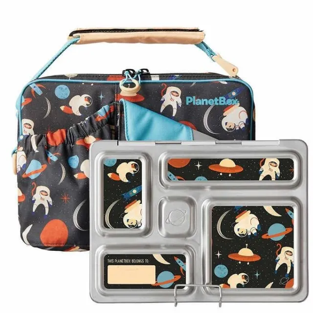 PLANETBOX Rover Stainless Steel Lunchbox Set Space animals Insulated Lunch Bag