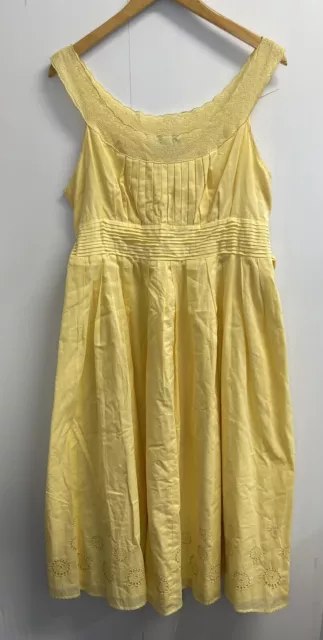 $210 Jessica Howard Womens 12 Yellow Embroidered Pleated Fit & Flare Dress Lined 2