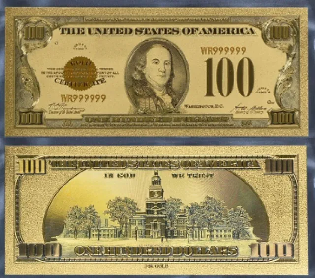 Usa Banknote P-403 $100 Gold Certificate Us Hundred Dollars Gold Foil New Mint