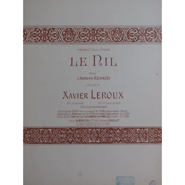 LEROUX Xavier Le Nil Chant Piano ca1895