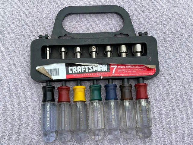 VINTAGE SEARS CRAFTSMAN 7pc Nut Driver Set SAE 4196 -H- USA Tools $40. ...