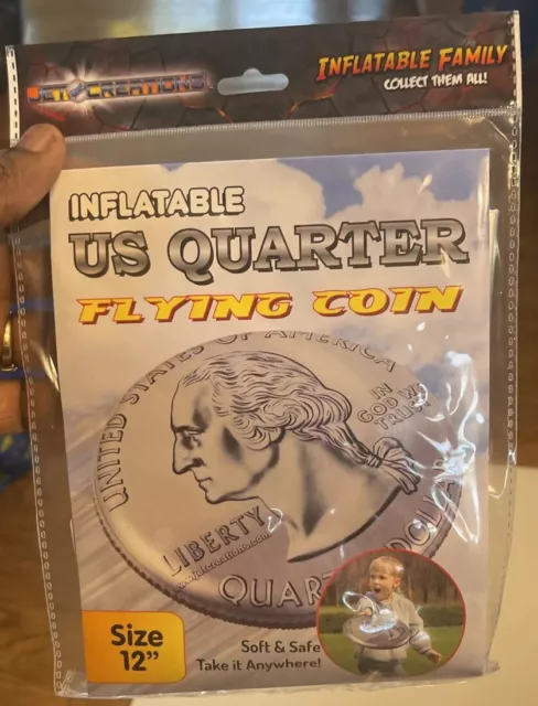 Inflatable US Quarter Flying Coin 12” Jet Creations Pool Disc Saucer Blow Up Toy 2