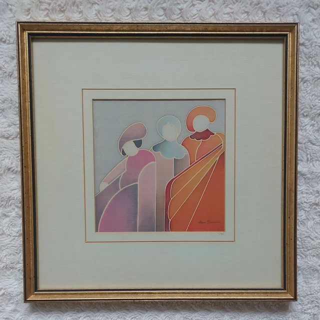 Silk Screen Print Signed Artwork Art Neuvou Style 13x13