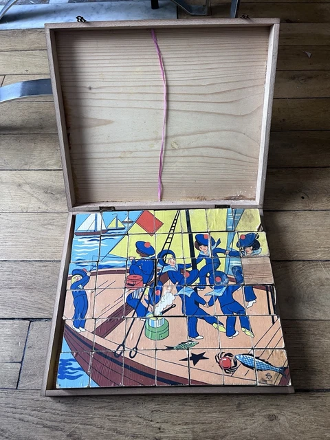 Grand Jeu De 48 Cubes En Bois - Enfantina - Jouet Ancien XIXe France