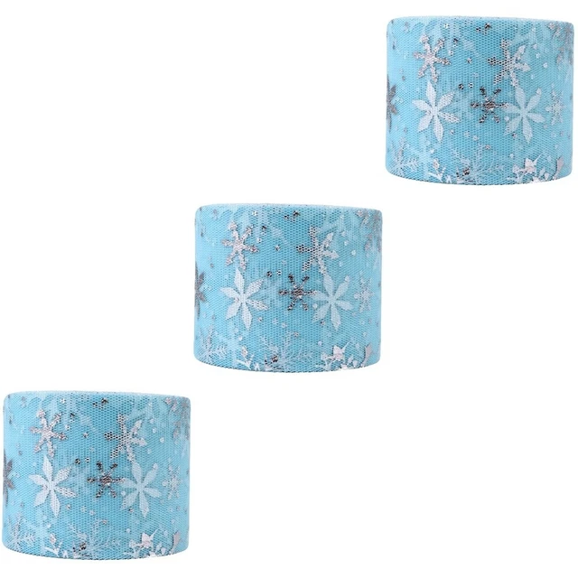 3 Sets Christmas Wired band Mesh Schleier Material Schneeflocke Tüll Stoff Hochz
