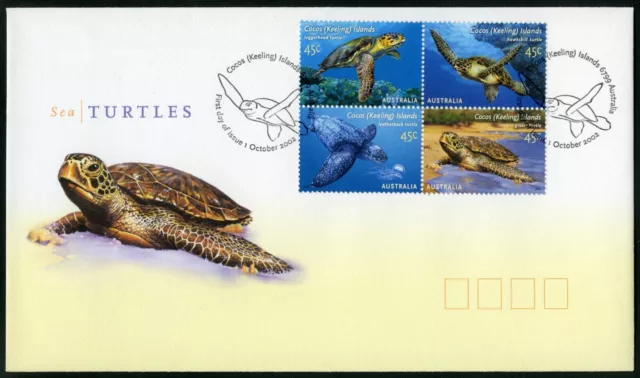 COCOS (Keeling) ISLANDS Australia 2002 Sea Turtles First Day Cover FDC