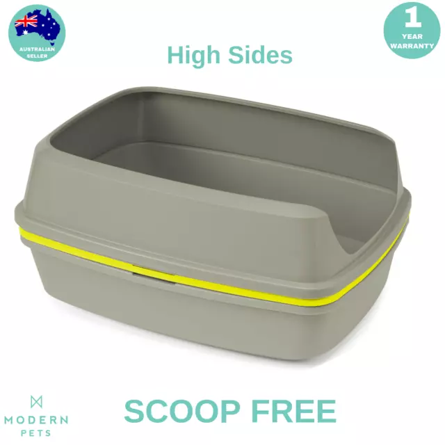 Scoopfree Cat Kitty Litter Box Tray Sifting Toilet Box High Sided Grey Large