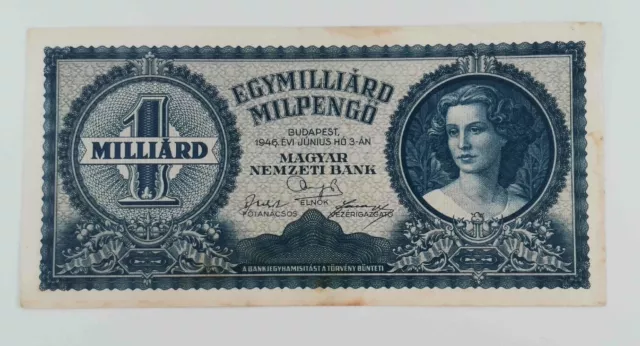 HONGRIE HUNGARY Billet 1 Milliard PENGO 1946 P131 HyperINFLATION VF/XF  C34b