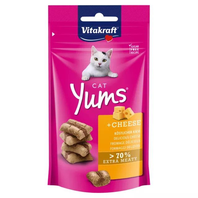 Vitakraft Cat Yums + Queso 40G, Snacks para Gatos, Nuevo