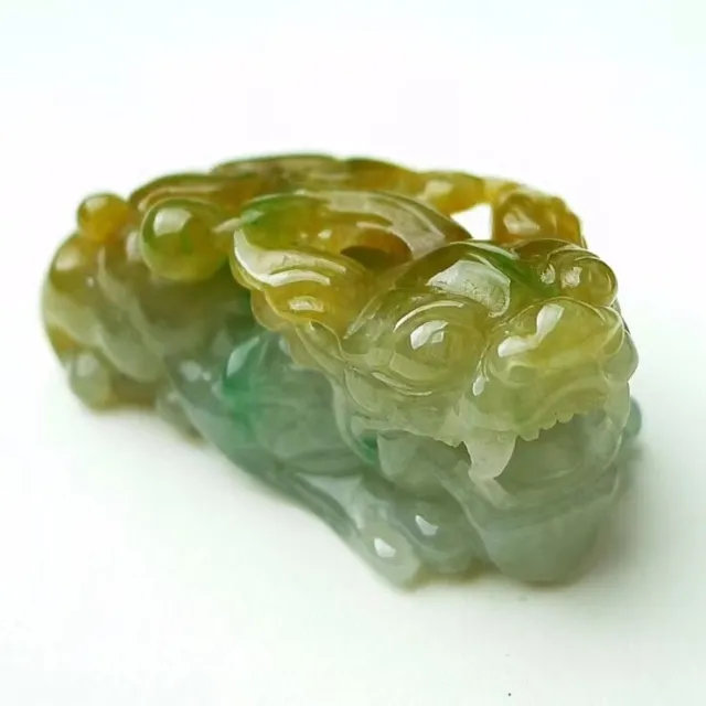 100% Natural Icy Yellow Green Jadeite Jade Pendant Pixiu YX0322