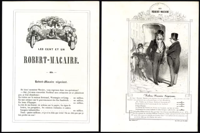 Antique Print-Robert Macaire-45-Resume operations with lend money-Daumier-1840