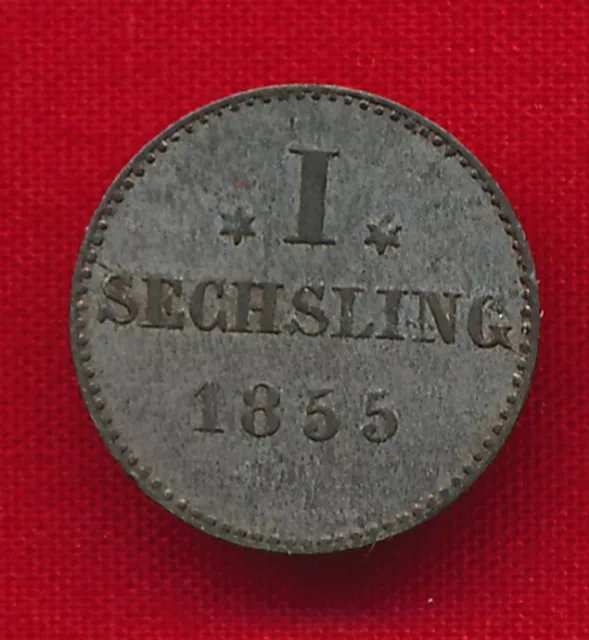 German States - Hamburg 1855 SECHSLING .0061 ounces of SILVER!