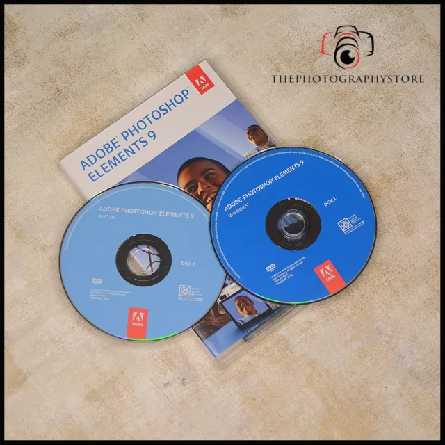 Adobe Photoshop Elements 9 Discs + Serial Key -Digital software photos