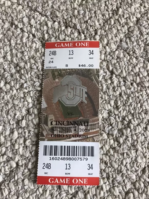 Ohio State Buckeyes Vs Cincinnati Sept 4,2004 Ticket Stub Beyond Nice