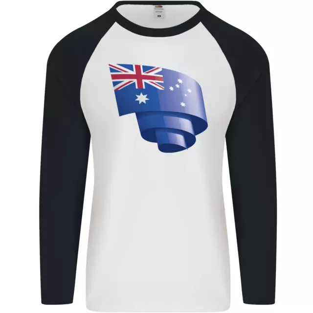 Chicorées Australie Drapeau Australien Jour Football Mens L/S Baseball T-Shirt
