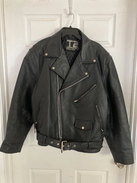 OFFICIAL Terminator T2 Schwarzenegger Leather Jacket UNIVERSAL STUDIOS Size 54