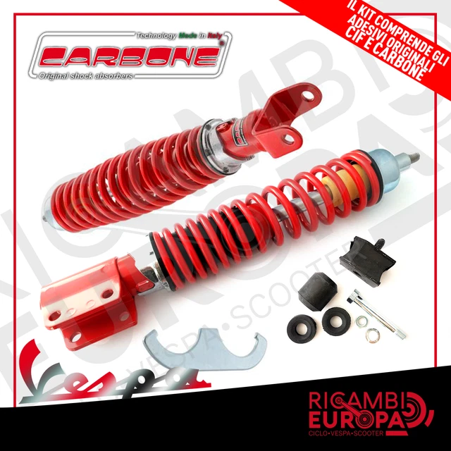 Kit Ammortizzatori Carbone Anteriore Posteriore Rosso Vespa Px Pe Arcobaleno 2