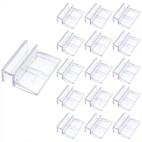16 PCS 10mm Acrylic Aquarium Cover Clip, Clear Fish Tank Glass Cover Clip Sup...