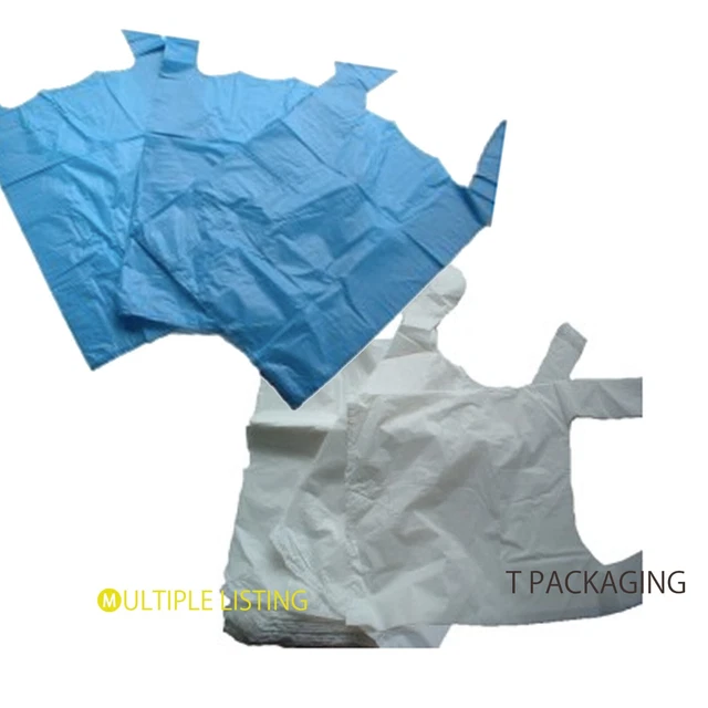 Plastic Vest Carrier Bags Blue Or White *All Sizes* - Supermarkets Stalls Shops