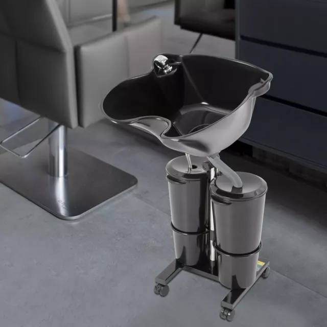 Friseur-Waschbecken Mobil Waschplatz Haarwaschbecken Kopfwaschbecken Schwarz