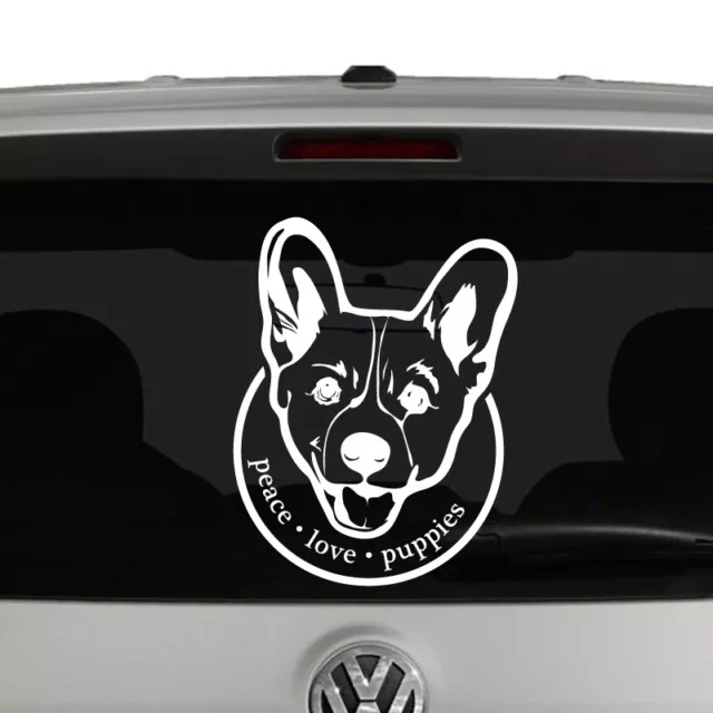 Peace Love Puppies Corgi Dog Lovers Vinyl Decal Sticker