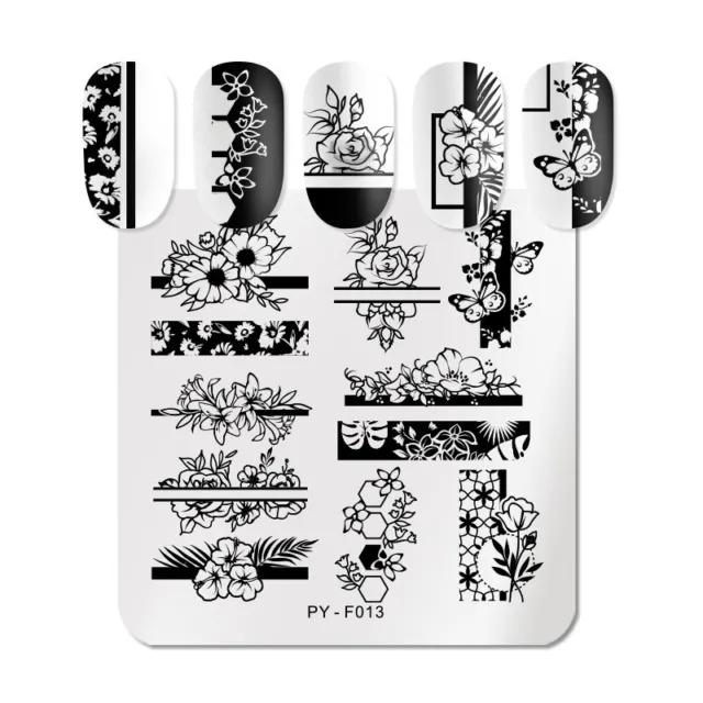 PICT YOU Nail Stamping Plates Halloween French Rose Flower Nail Art Template DIY