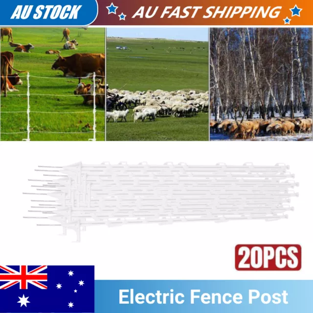 20PC Tread-in Insulated POST-Strip Graze Electric Fence Sheep Horse Cows Grazing