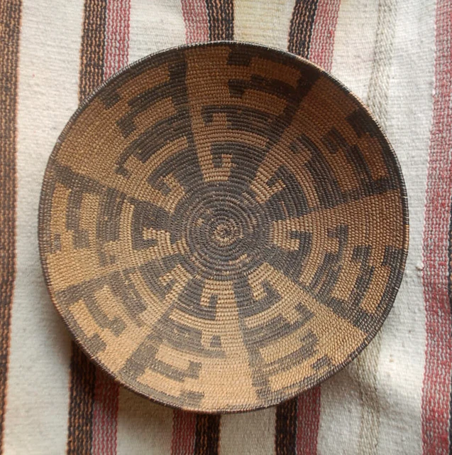 Huge 15in Antique Pima Indian Wine Basket Bowl 1900 Old Indian Authentic