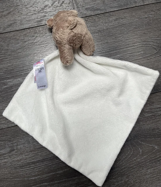 ASDA CREAM Brown Teddy Bear Baby Comforter Blanket Soother Soft