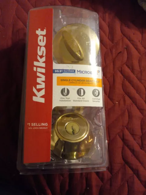 Kwikset Polished Brass Single Cylinder Deadbolt Door Lock - 96600-675